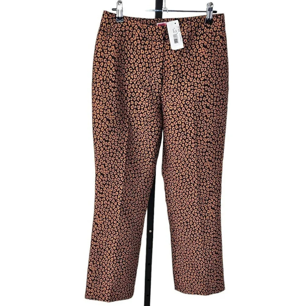 Kate Spade Women's Flora Leopard Jacquard Print Crop Pants Size 2 Nwt